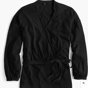 J. Crew Black Wrap Top with Collar NWOT